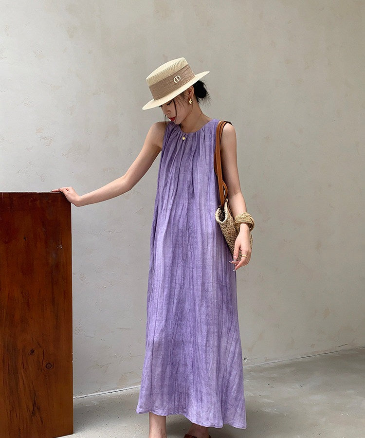 Viscose Dress - Elegant Sleeveless Summer Style