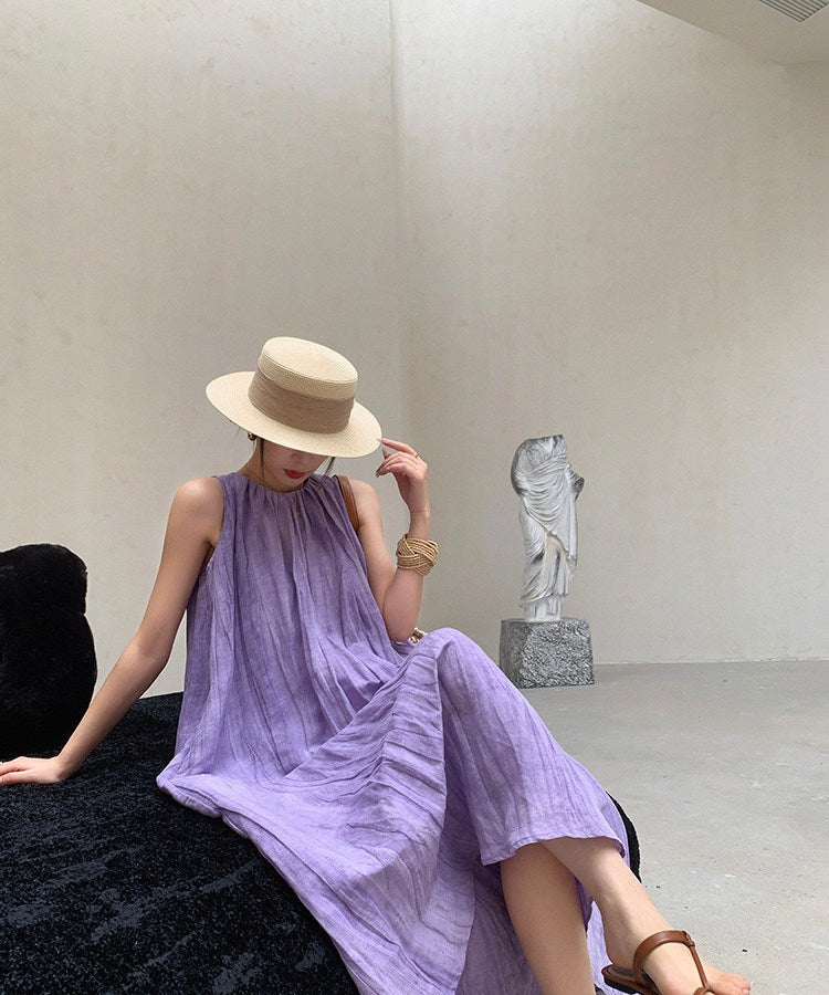 Viscose Dress - Elegant Sleeveless Summer Style