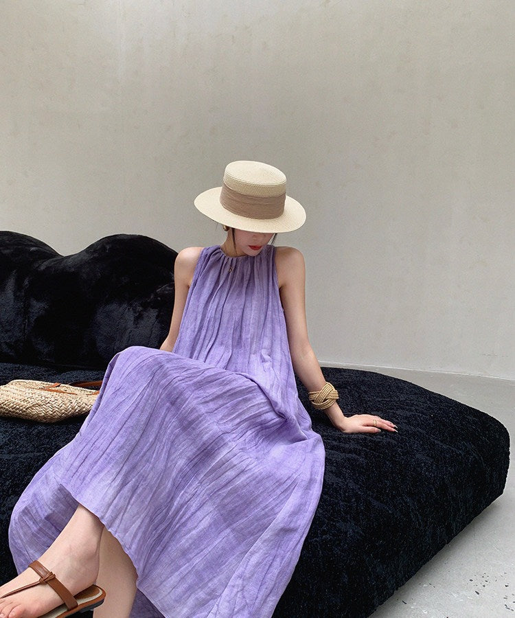 Viscose Dress - Elegant Sleeveless Summer Style