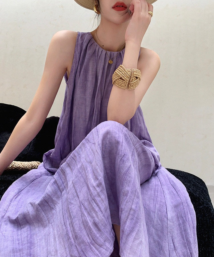 Viscose Dress - Elegant Sleeveless Summer Style