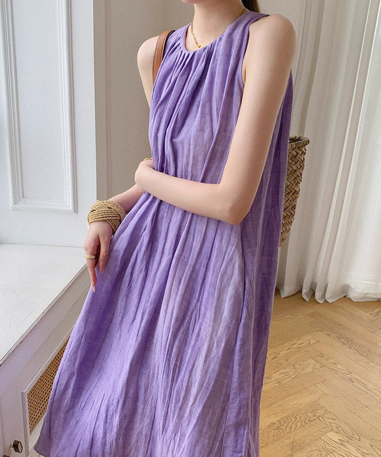 Viscose Dress - Elegant Sleeveless Summer Style
