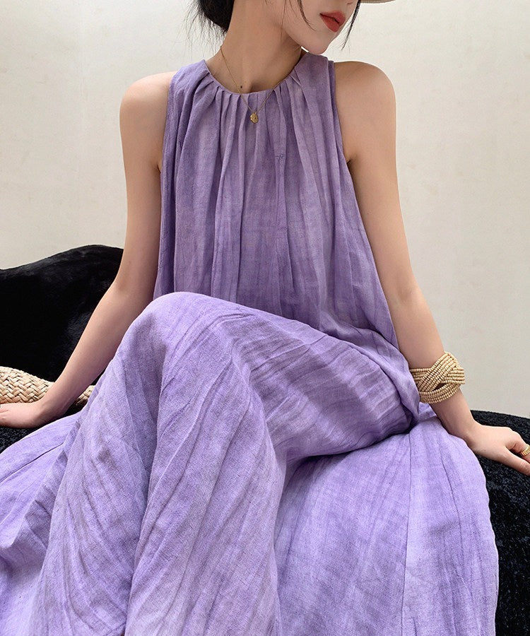 Viscose Dress - Elegant Sleeveless Summer Style