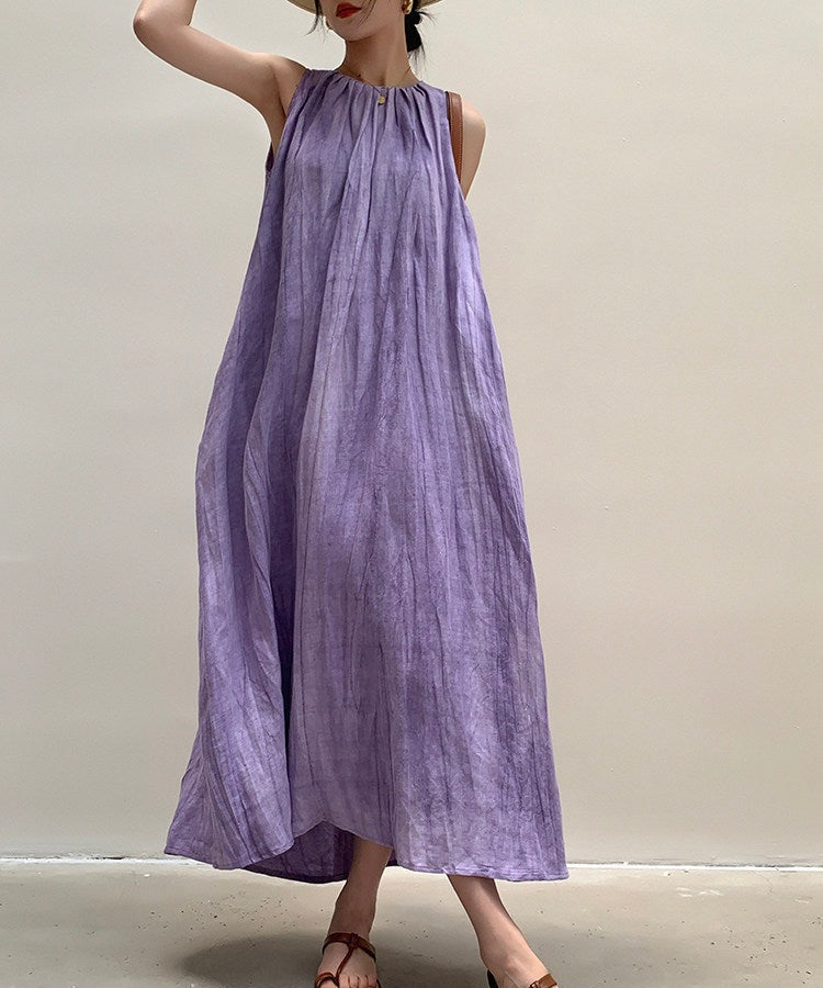 Viscose Dress - Elegant Sleeveless Summer Style
