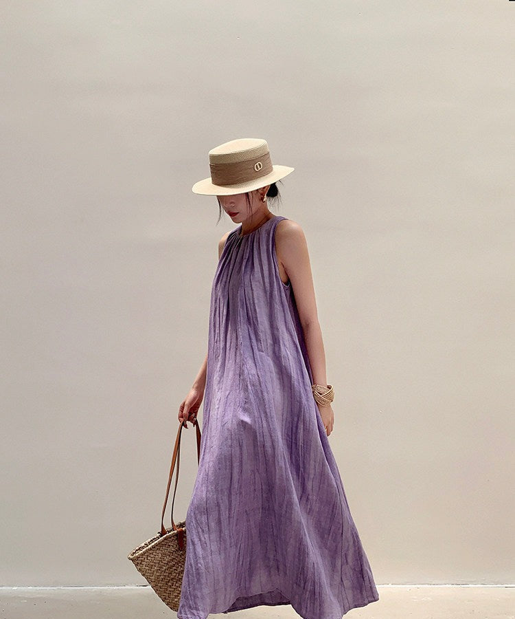 Viscose Dress - Elegant Sleeveless Summer Style