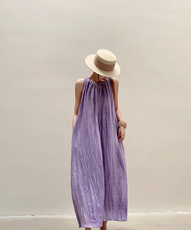 Viscose Dress - Elegant Sleeveless Summer Style