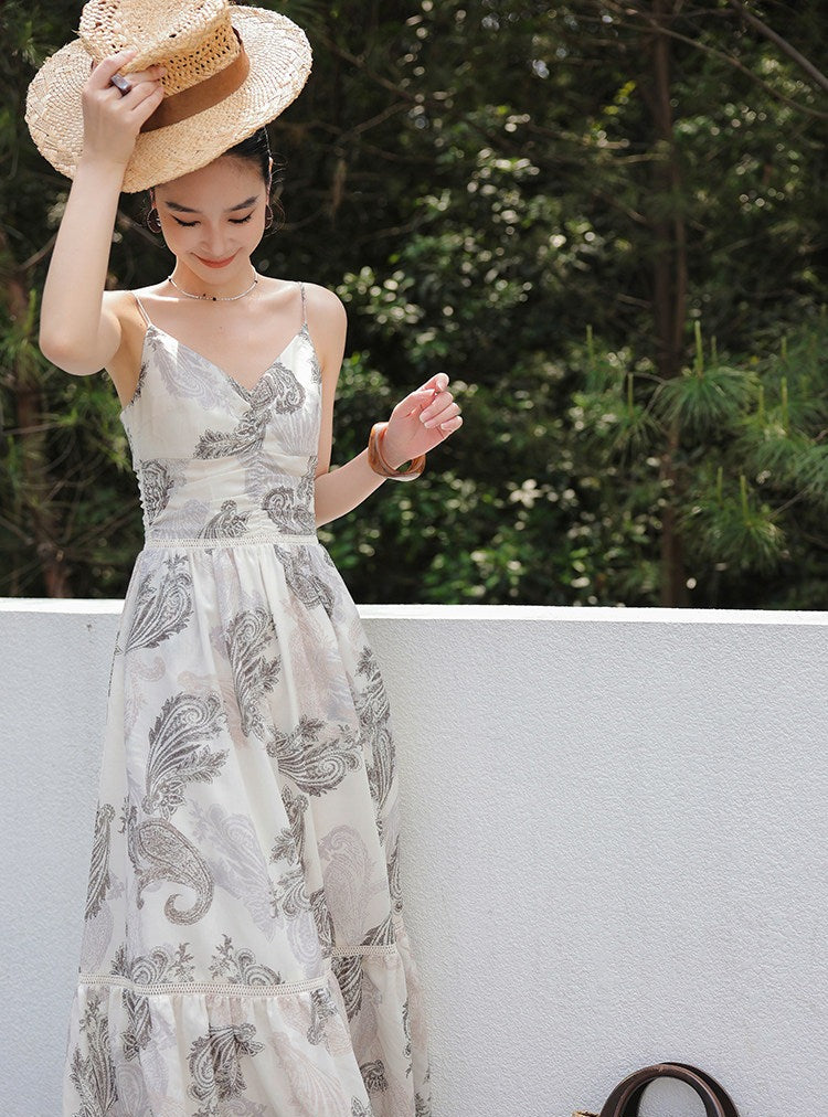 Floral Viscose Dress - Sleeveless Fitted Summer Style