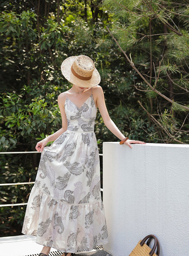 Floral Viscose Dress - Sleeveless Fitted Summer Style
