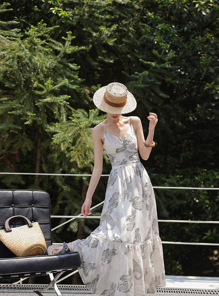 Floral Viscose Dress - Sleeveless Fitted Summer Style