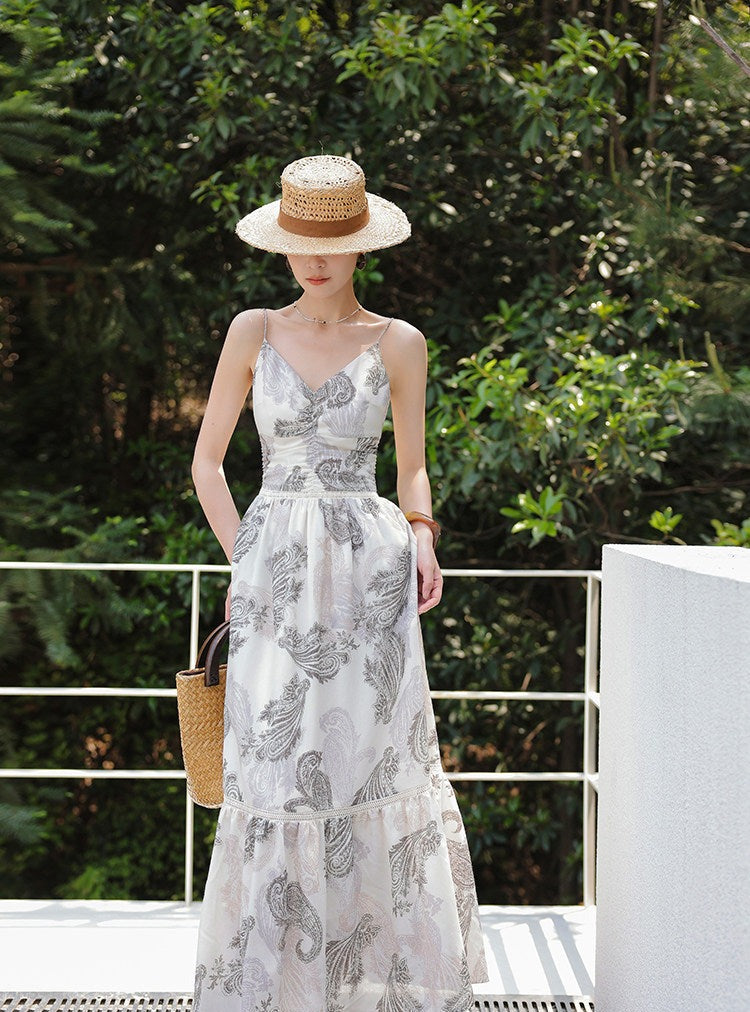 Floral Viscose Dress - Sleeveless Fitted Summer Style