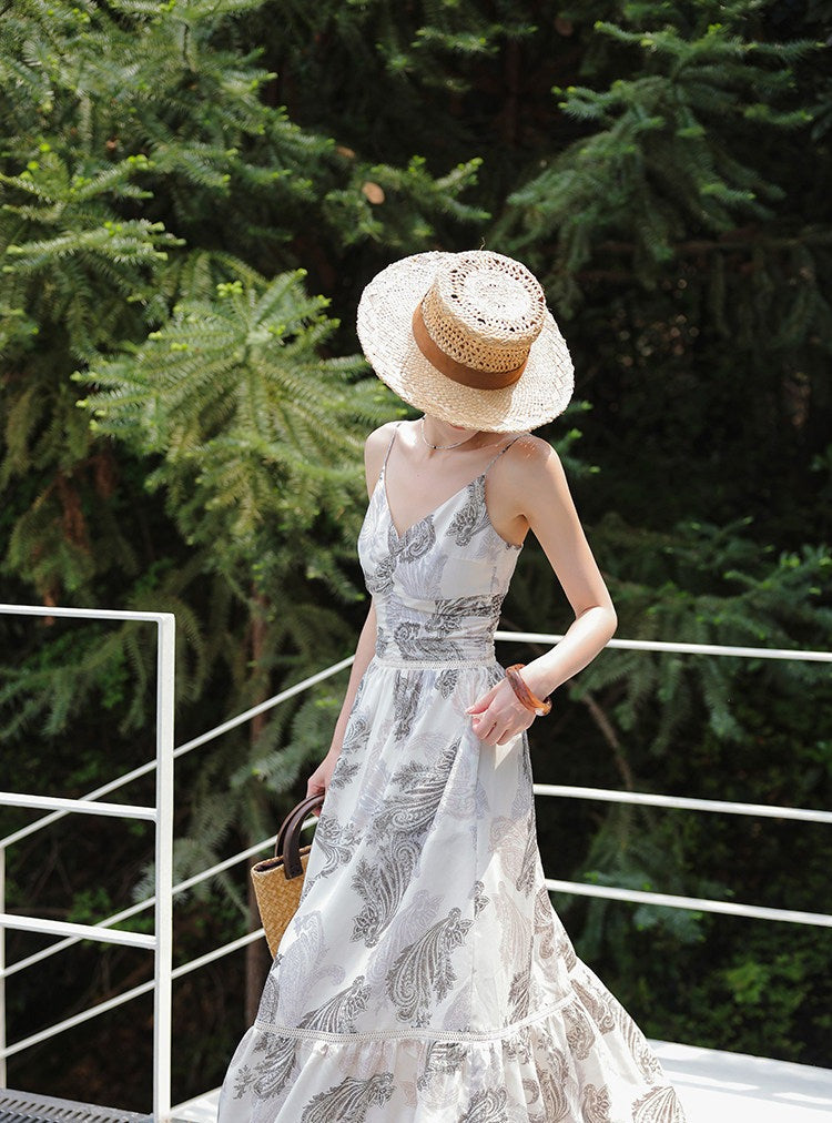 Floral Viscose Dress - Sleeveless Fitted Summer Style