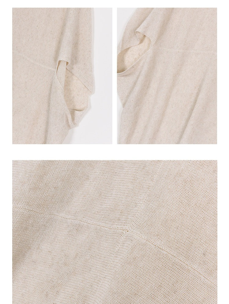 Linen 2-Piece Set - Batwing Sleeve Top and Skirt