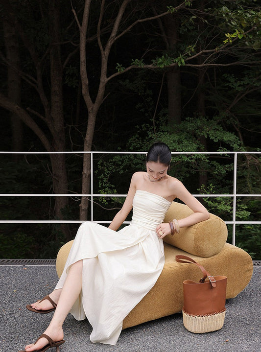 Viscose Off-Shoulder Dress - Elegant Summer Long Dress