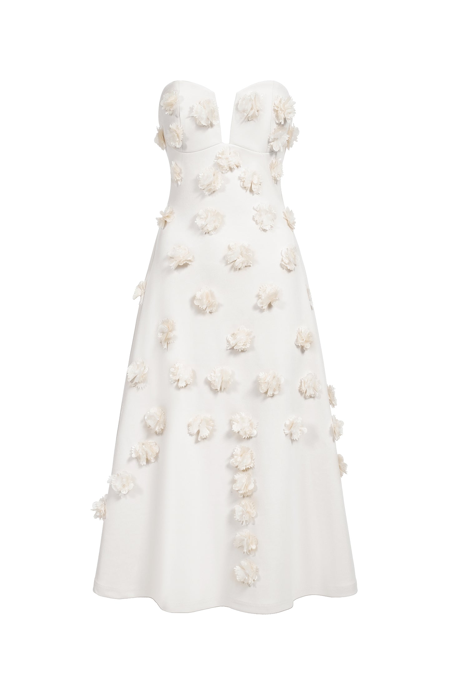 Eve Flowers Tube Midi Dress - White
