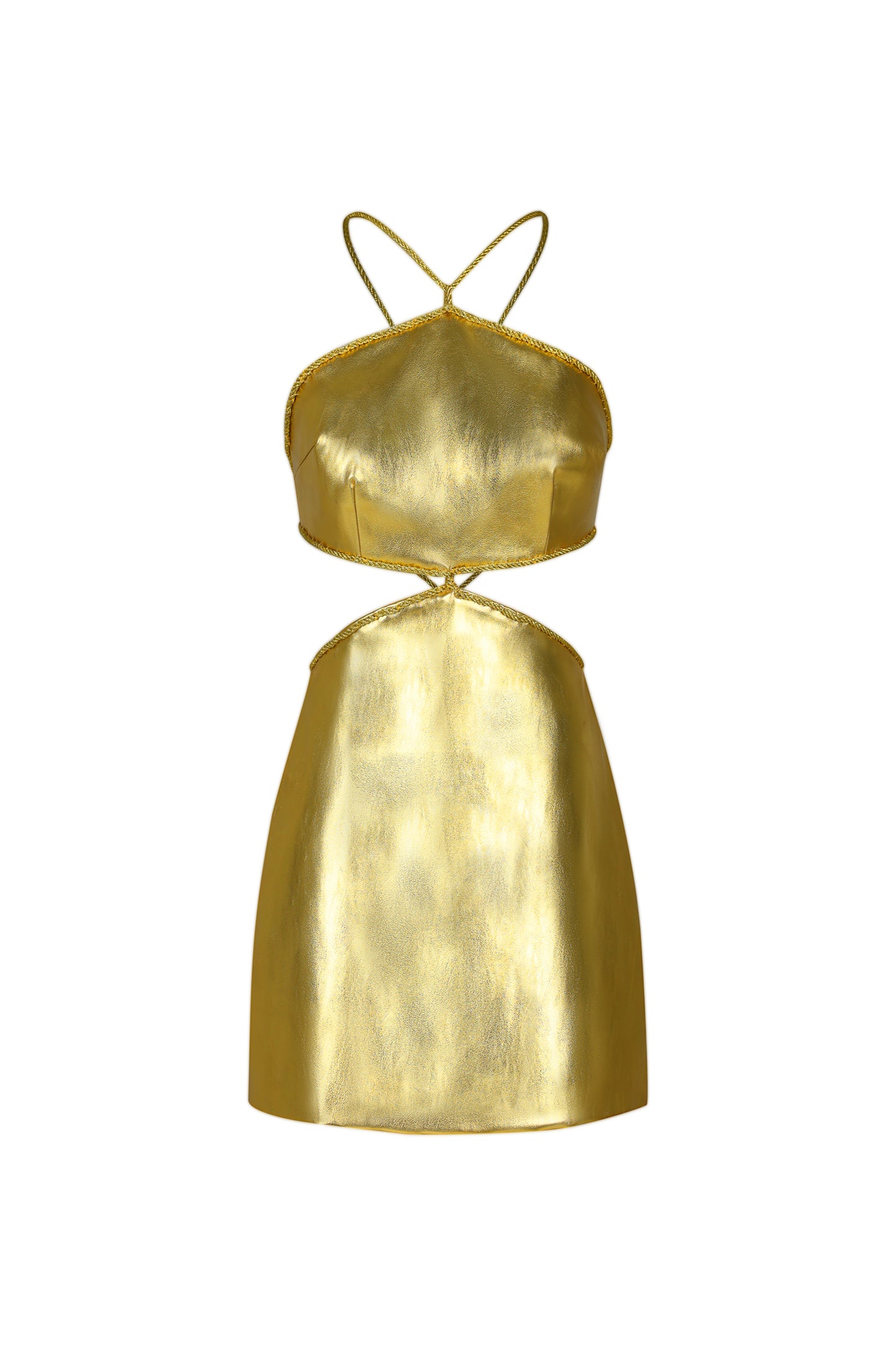 Pola Backless Leather Mini Dress