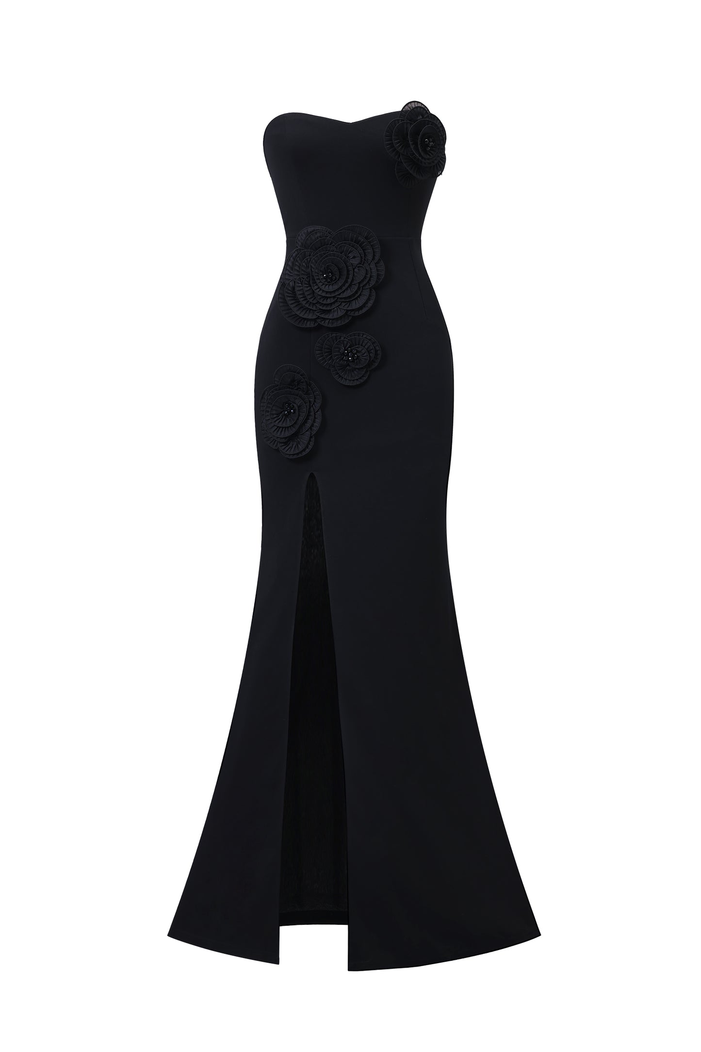 Stretchy Sleeveless Flowers Slit Bandage Maxi Dress