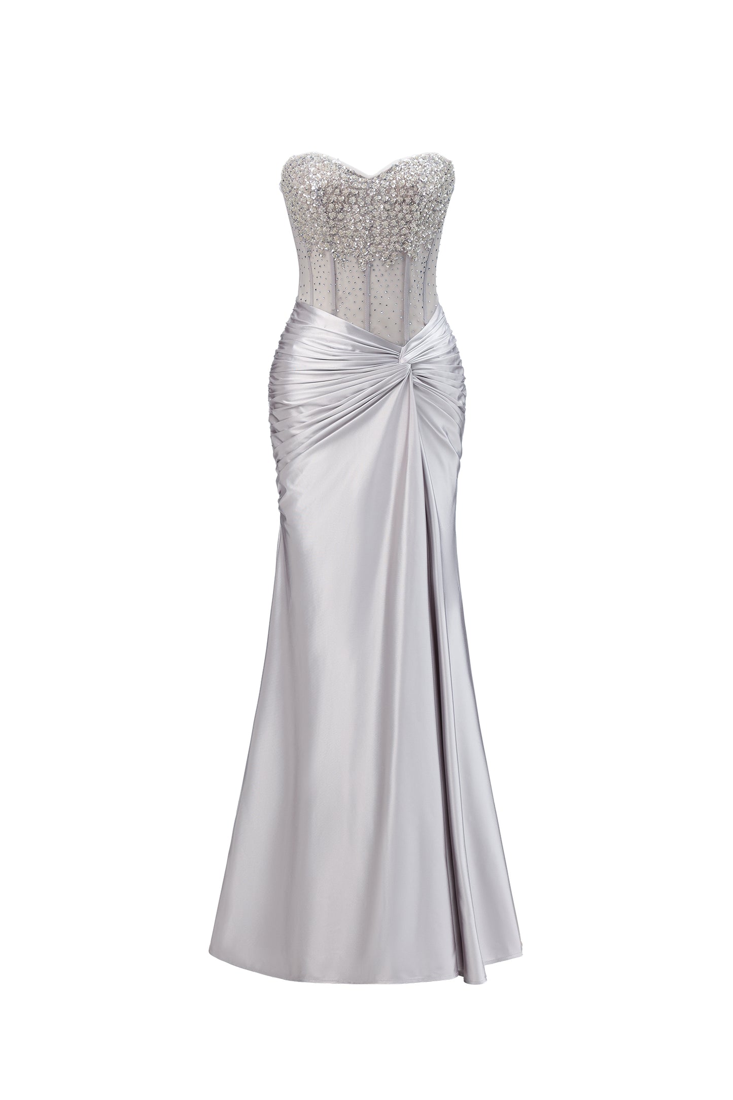 Denny Strapless Sequin High Slit Maxi Dress