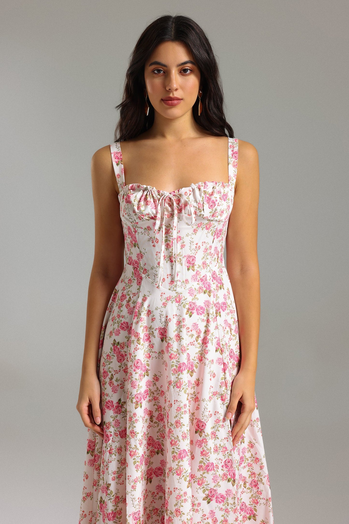 Diliy Slit Printed Midi Dress