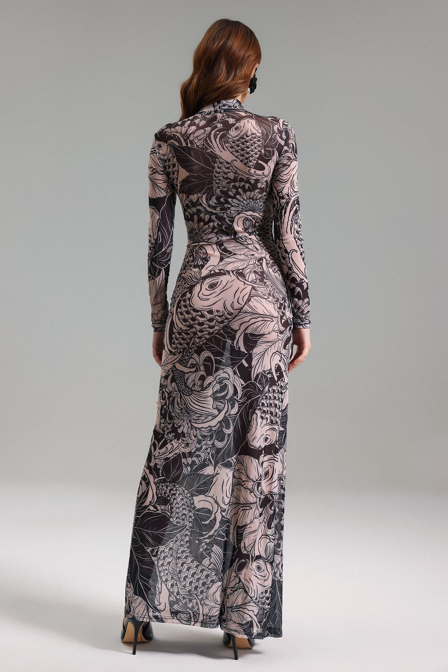 Edwina Printed Mesh Maxi Dress