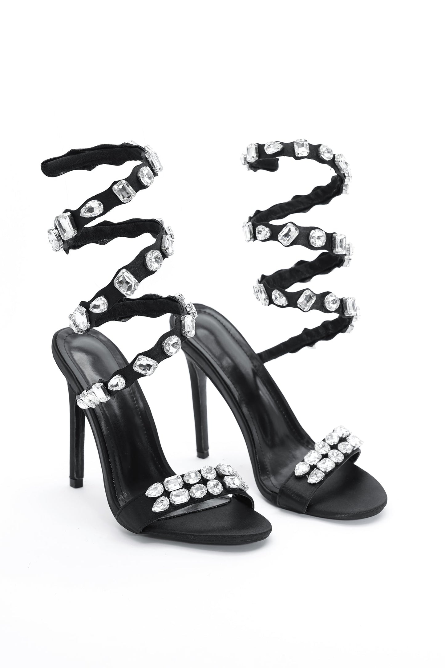 Eka Diamond Ankle Strap Stiletto Sandals