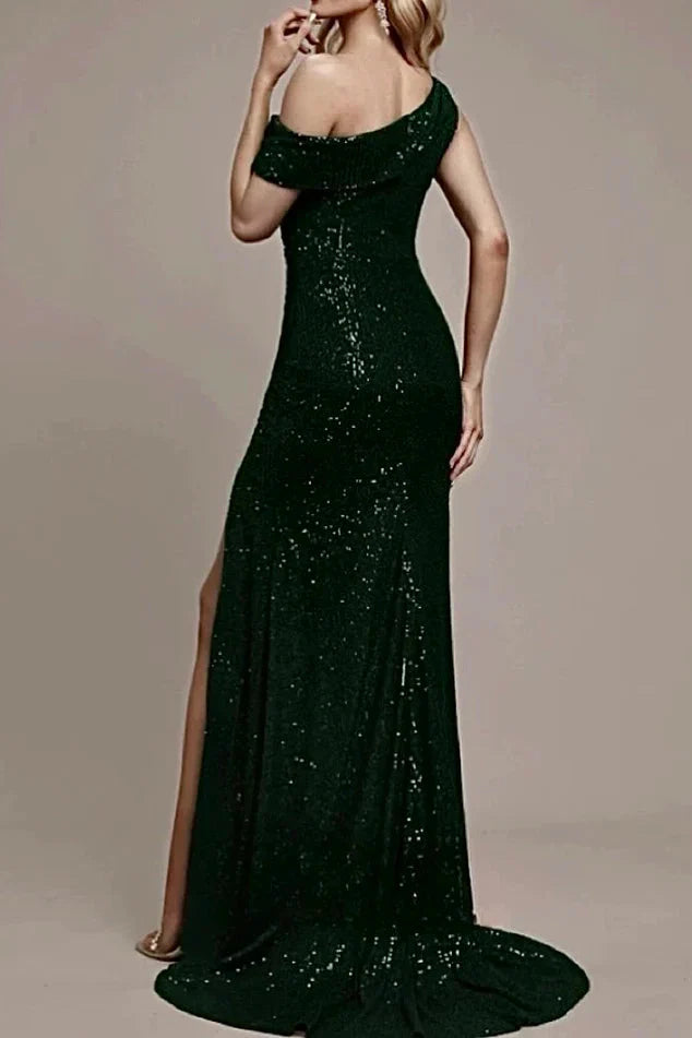 Sleeveless Empire Sparkly Sequins Mermaid Party Prom Dress