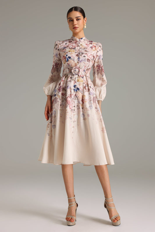 Heisel Button-Front Printed Midi Dress