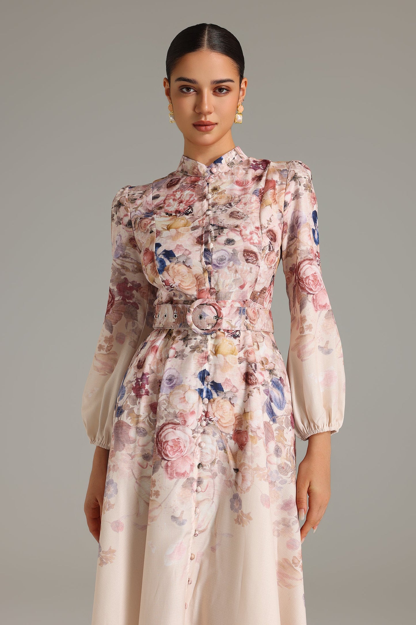 Heisel Button-Front Printed Midi Dress