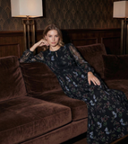 Gaun Panjang Renda Sutra Mulberry dengan Desain Berongga