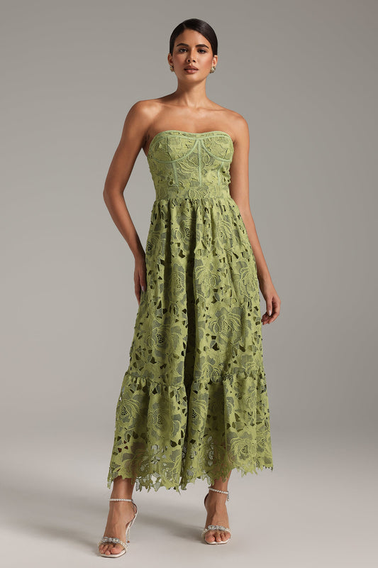 Jiusi Lace Sleeveless Midi Dress