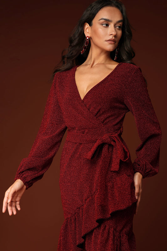 Joy V-neck Long Sleeves Maxi Dress