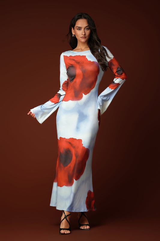 Kijin Flower Long Sleeves Maxi Dress