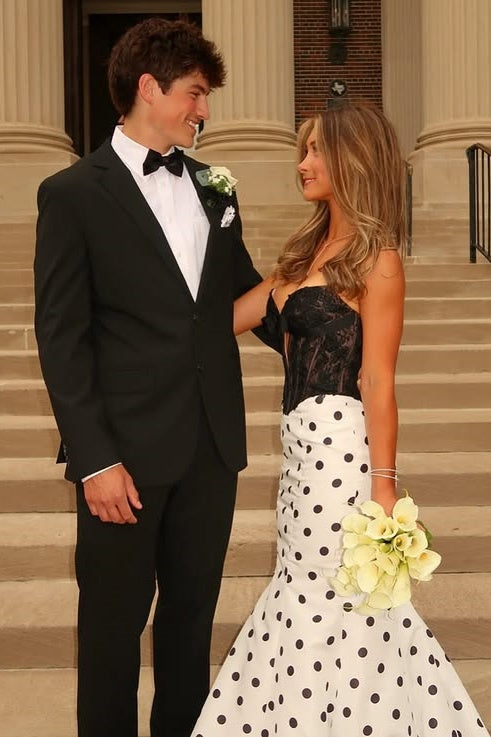 Lace And Satin Sweetheart Strapless Mermaid Party Prom Dress