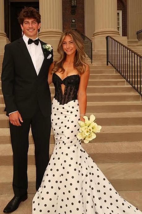 Lace And Satin Sweetheart Strapless Mermaid Party Prom Dress