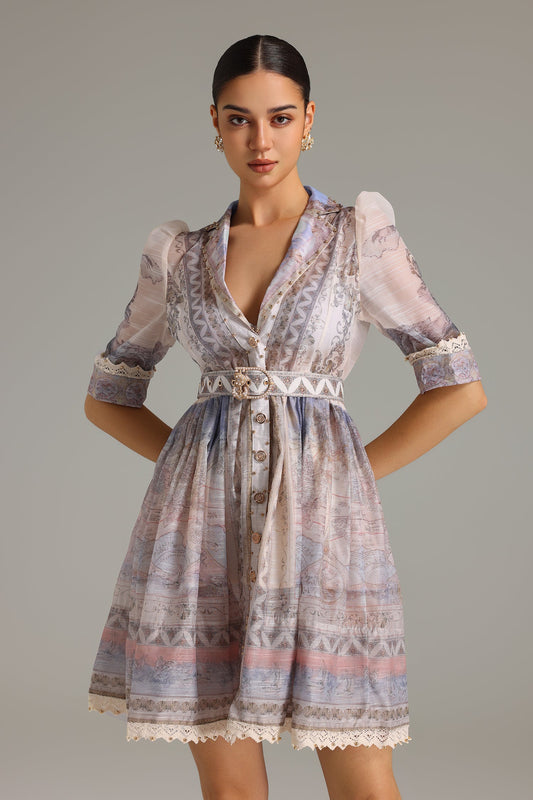 Lasa Lace Printed Mini Dress