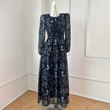 Gaun Panjang Renda Sutra Mulberry dengan Desain Berongga