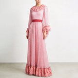 Long Polka Dot Lace Mulberry Dress