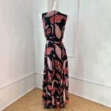 Gaun Panjang Tanpa Lengan Poliester dengan Motif Bunga