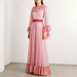 Long Polka Dot Lace Mulberry Dress