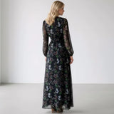 Gaun Panjang Renda Sutra Mulberry dengan Desain Berongga