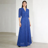 A-Line Lace Dress with Embroidery and Short Sleeves
