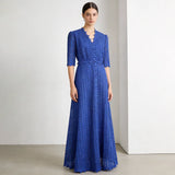 A-Line Lace Dress with Embroidery and Short Sleeves