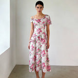 Gaun Tali Spaghetti Asimetris Berumbai Poliester