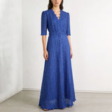 A-Line Lace Dress with Embroidery and Short Sleeves