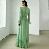 Gaun Hijau Mint Palsu Dua Potong dari Viscose