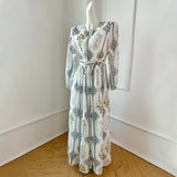 Gaun Panjang Bunga Polyester dengan Detail Tali