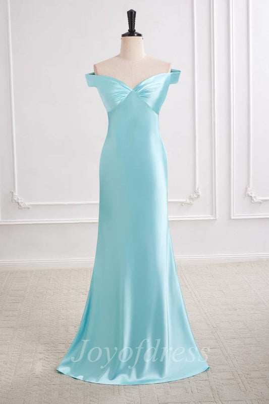 Off-Shoulder Open Back Satin Mermaid Maxi Party Prom Dress