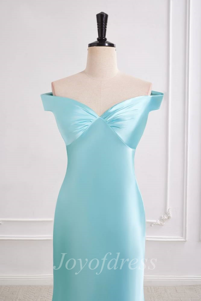 Off-Shoulder Open Back Satin Mermaid Maxi Party Prom Dress