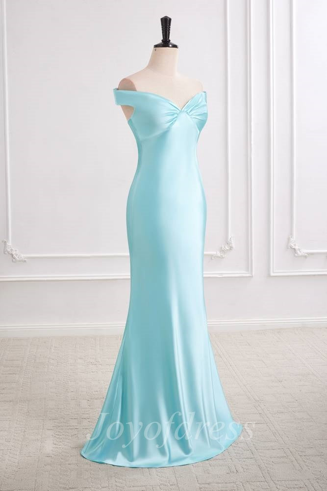 Off-Shoulder Open Back Satin Mermaid Maxi Party Prom Dress