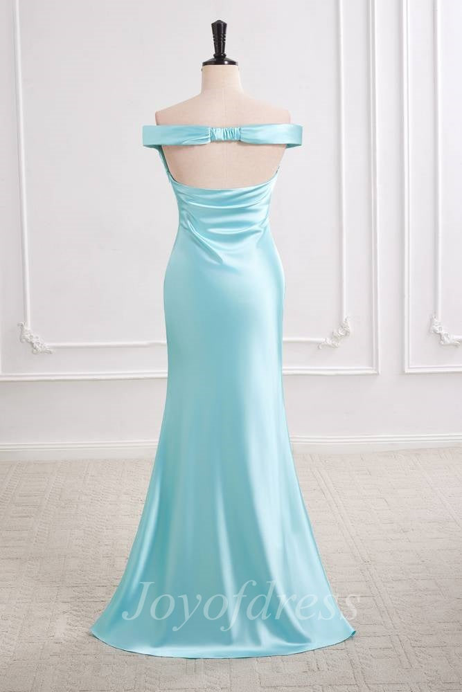 Off-Shoulder Open Back Satin Mermaid Maxi Party Prom Dress