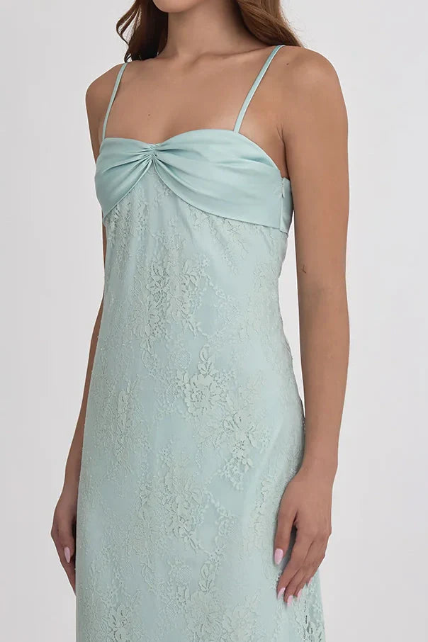 Spaghetti Straps Lace Floor-Length Party Prom Dress