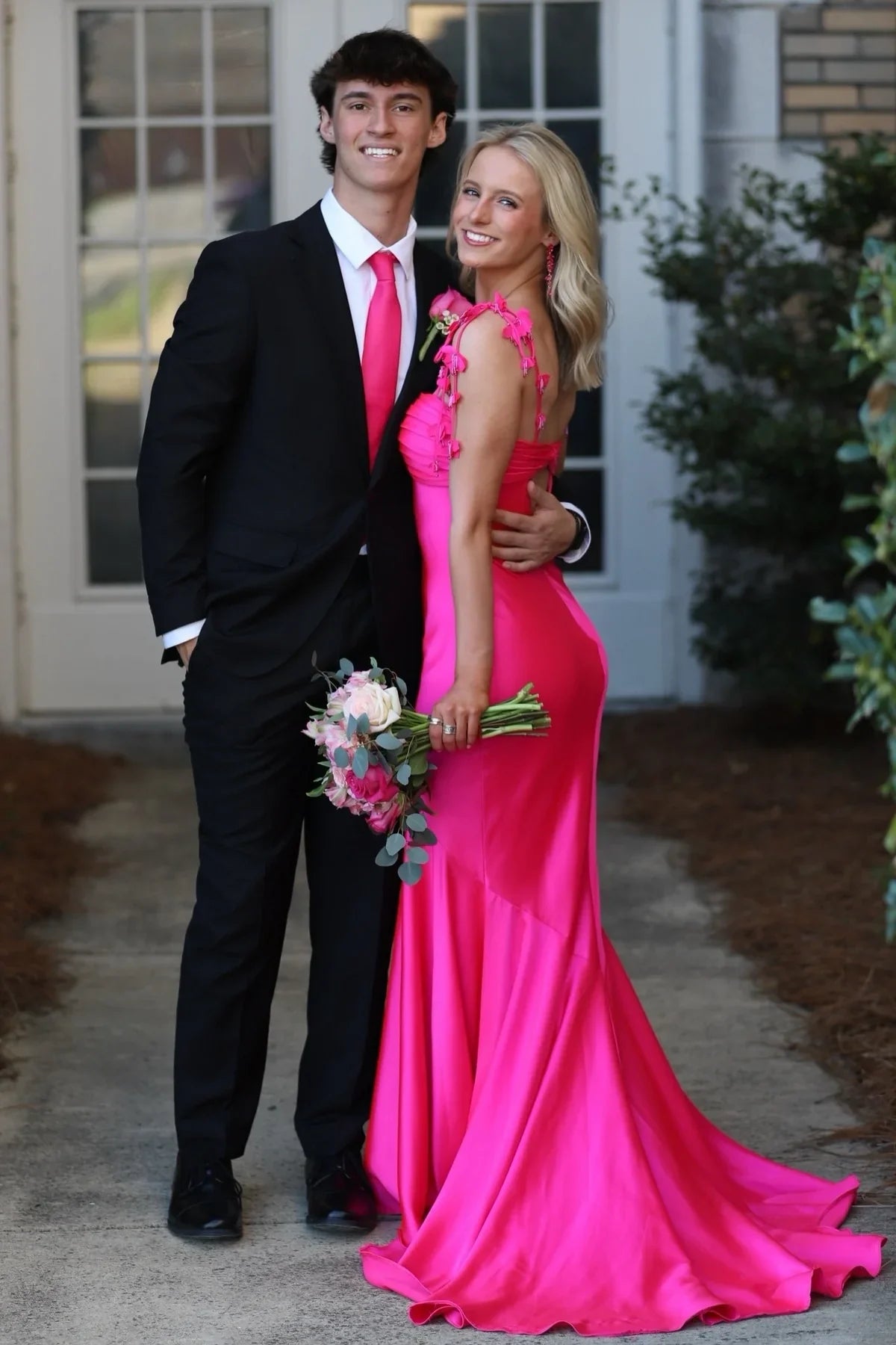 Sweetheart Sleeveless Mermaid Empire Satin Party Prom Dress With Train